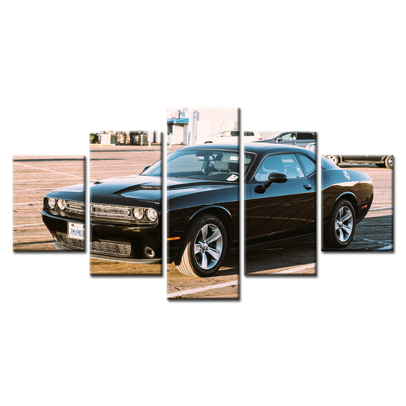 5-Piece Classic Black Car Canvas Art Set for Home Décor