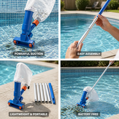 Garden Hose-Powered Pool Cleaner with 5-Piece Pole & Mesh Bag