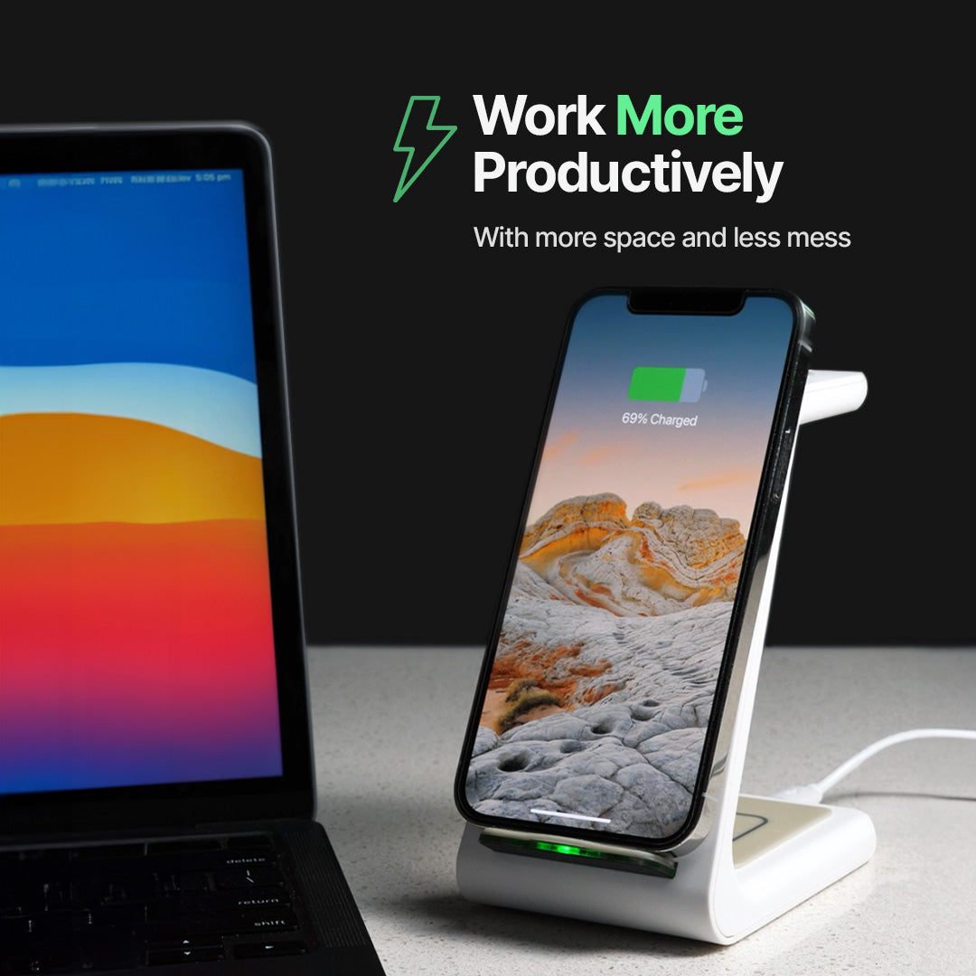Wireless Charging Hub for Phone, Smartwatch & Earbuds – 3 Devices