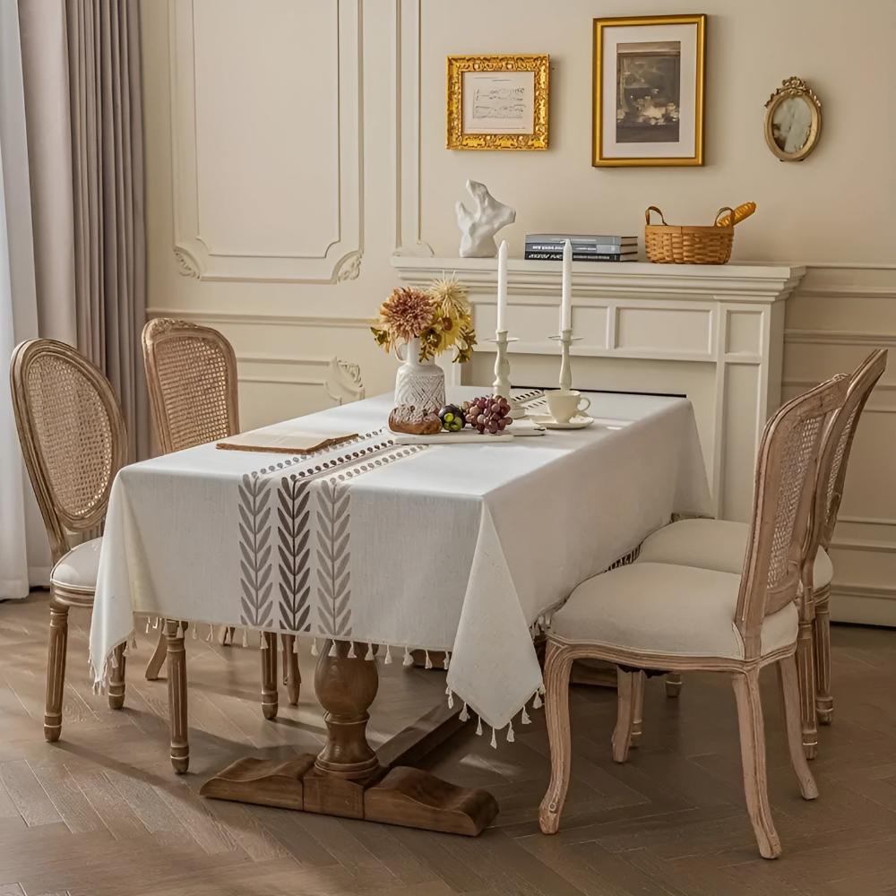 Charming Leaves Embroidered Dining Table Cover