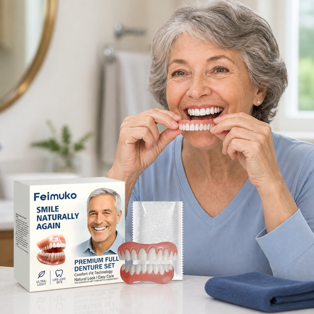 Natural Comfort Silicone Denture Set for Upper & Lower Jaw