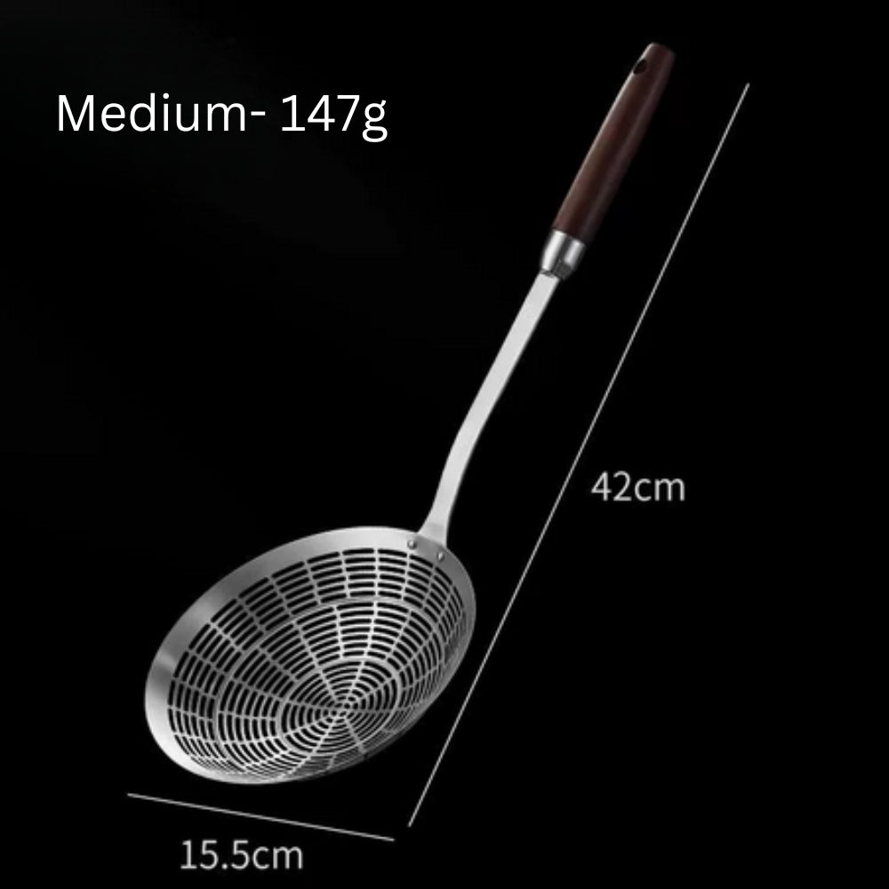 Precision Straining Ladle with Wooden Handle