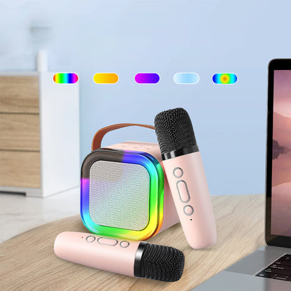 Portable Karaoke System with Dual Wireless Microphones