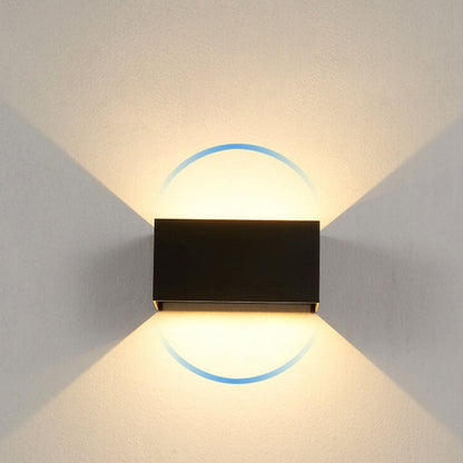 Contemporary Rectangular Waterproof LED Wall Light for Outdoor Use with Dual Light