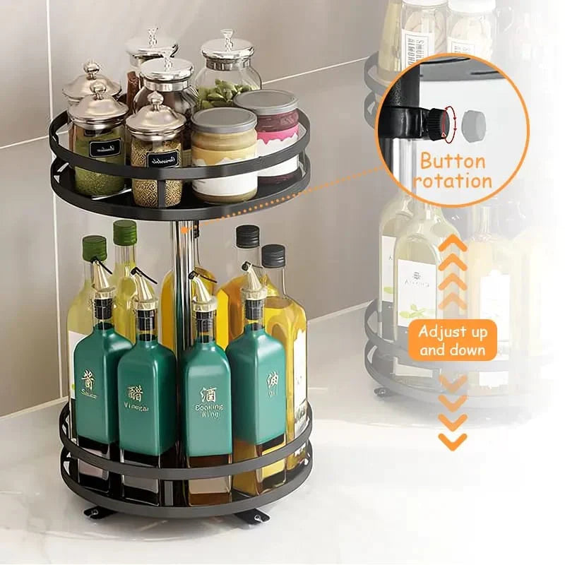 Revolving Spice Organizer with Multi-Layer Design