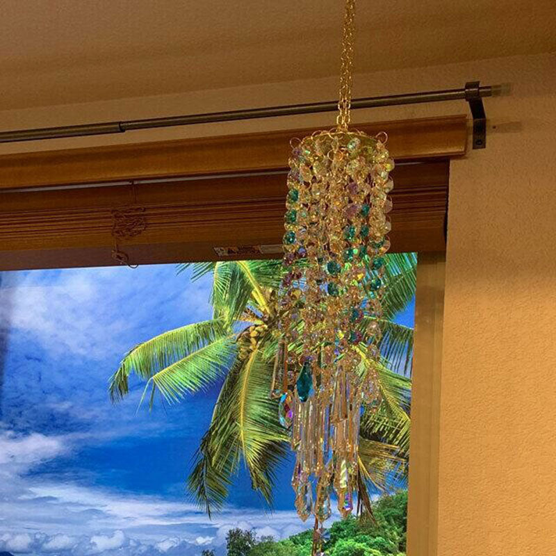 Crystal Glass Wind Chime in Aurora Design