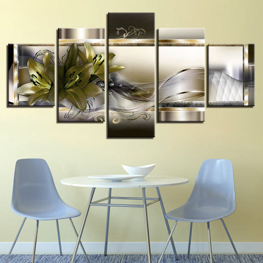Stunning 5-Panel Floral Canvas Art for Elegant Spaces