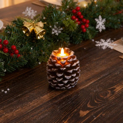 Flameless LED Candles Shaped Like Pinecones – Artisan Style with Remote Timer