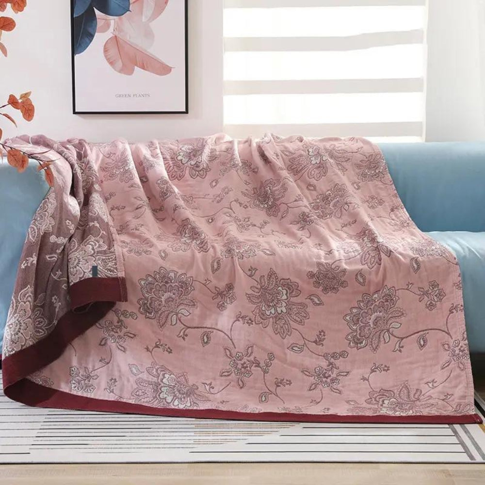 Serene Blossom Cotton Throw for Year-Round Comfort