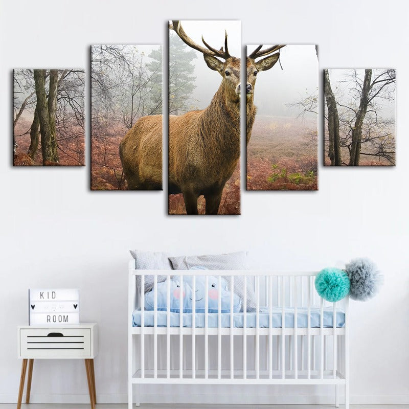 Serene Autumn Deer - 5 Piece Canvas Art Set