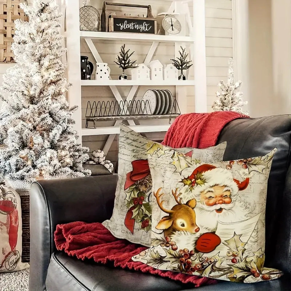 Festive Farmhouse Cushion Cover for a Cozy Holiday Vibe