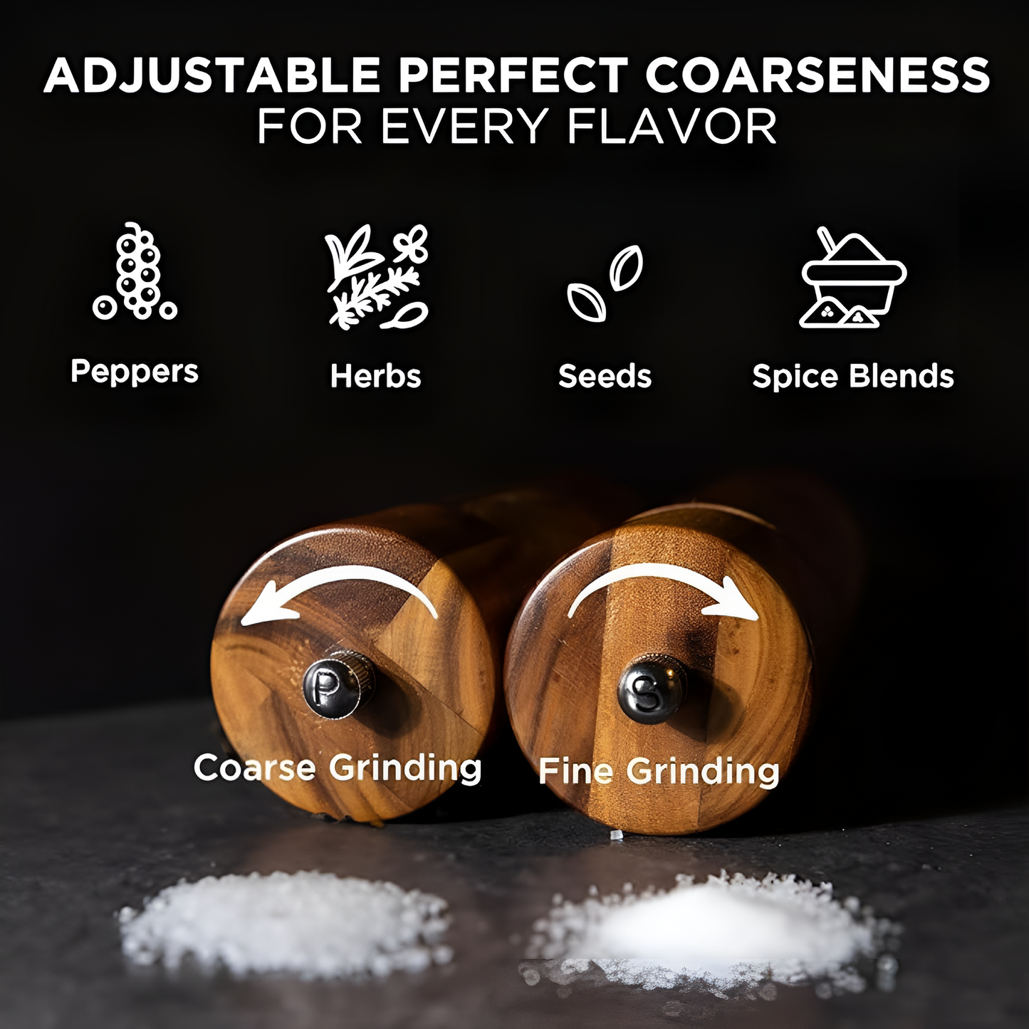 Elegant Acacia Wood Spice Mills for Flavorful Cooking