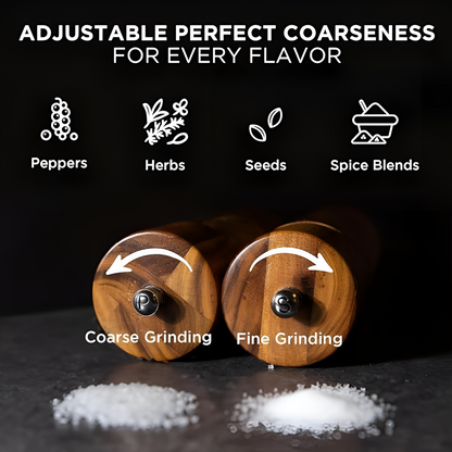 Elegant Acacia Wood Spice Mills for Flavorful Cooking