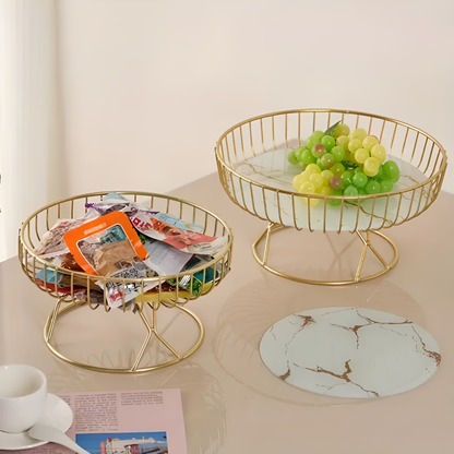 Elegant Marble Serving Tray with Gold Accents