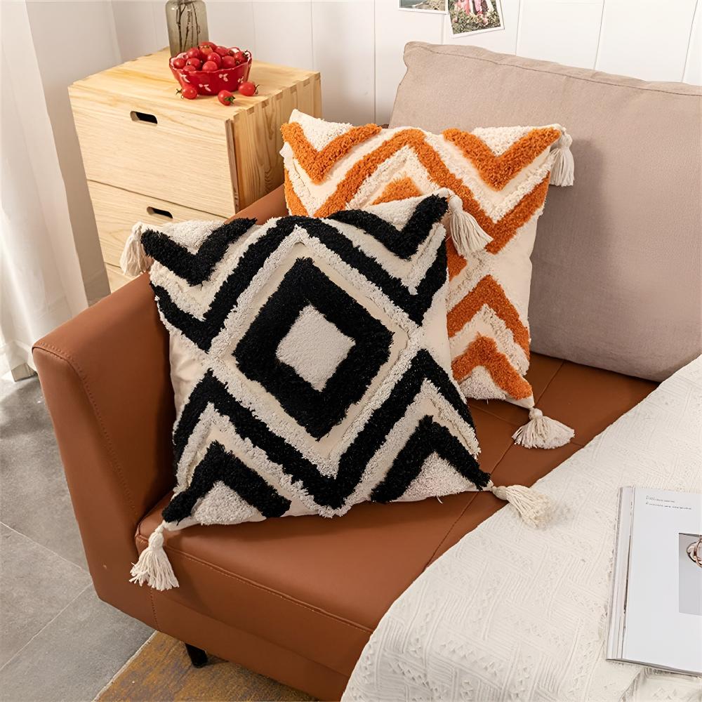 Moroccan Elegance: Textured Cotton Cushion Cover