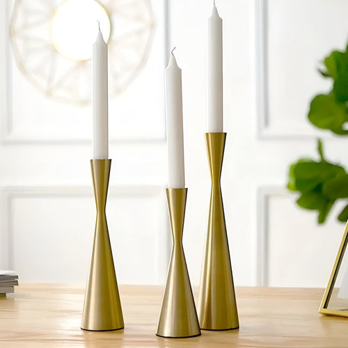 Stylish Nordic Brass Candle Holders | Set of 3