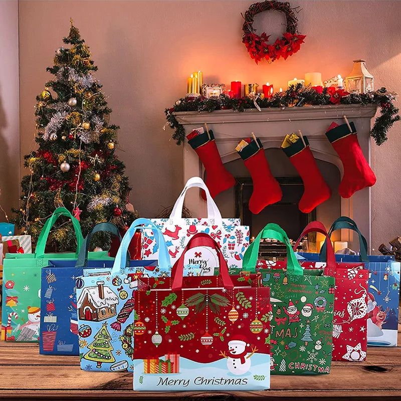 Colorful Holiday Gift Bags with Sturdy Handles - Assorted Designs