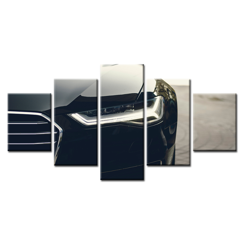 5-Piece Black Car Headlight Canvas Art for Dynamic Spaces