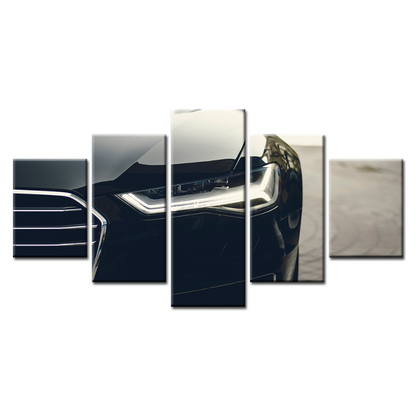 5-Piece Black Car Headlight Canvas Art for Dynamic Spaces