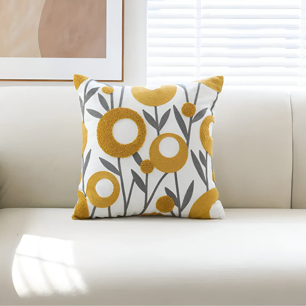 Nature's Charm Embroidered Throw Pillow Cover