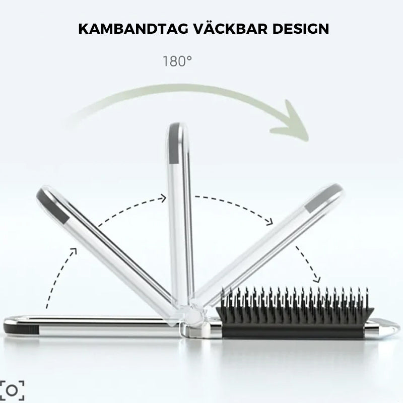 Foldable Compact Travel Mirror and Hair Brush for On-the-Go Styling