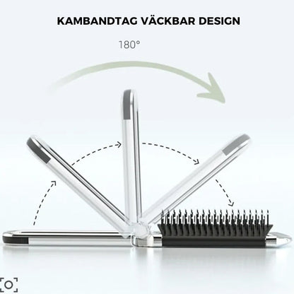 Foldable Compact Travel Mirror and Hair Brush for On-the-Go Styling