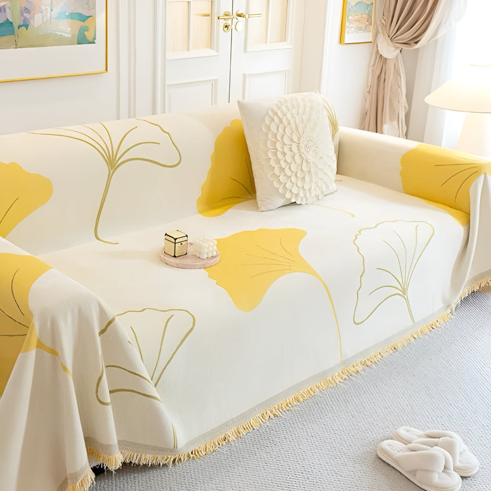 Elegant Ginkgo Leaf Sofa Protector for Timeless Style