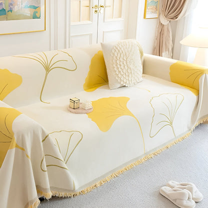 Elegant Ginkgo Leaf Sofa Protector for Timeless Style