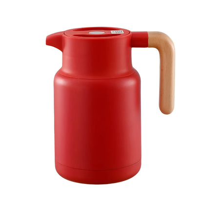 Sleek Insulated Carafe with Wood Grip for Effortless Serving