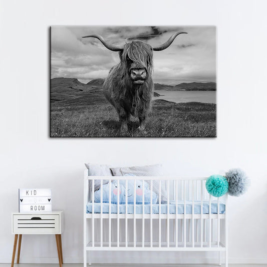 Canvas Wall Art Featuring Black and White Cow Design