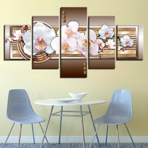 Stunning 5-Piece Canvas Art with Metallic Floral Design