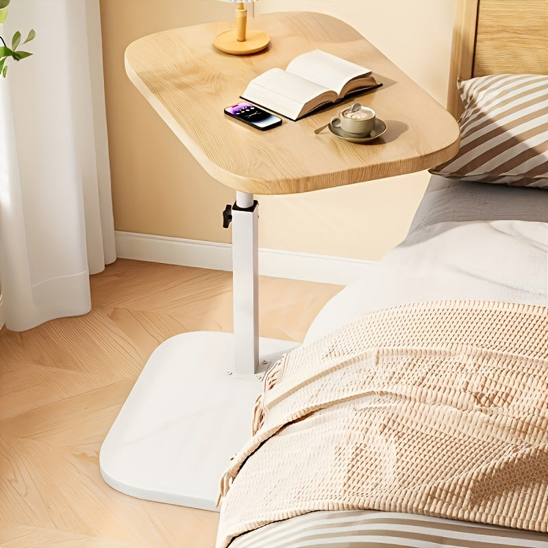 Wooden Side Table with Metal Frame – Adjustable Comfort Design