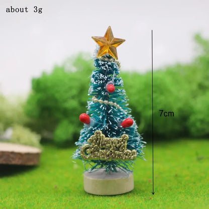 Mini Christmas Tree on Sisal Base - Decorated Cedar and Pine with Beads and Star - Table Decoration & Figurine 4.5–13 cm