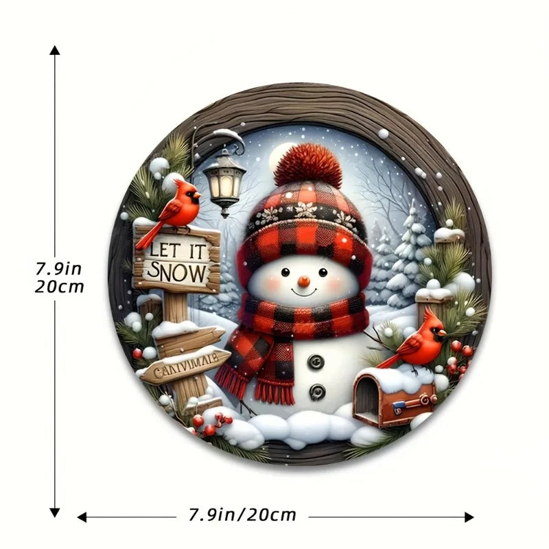 Acrylic Christmas Wreath - Snowman & Winter Theme - Wall and Door Decor Ø 20 cm