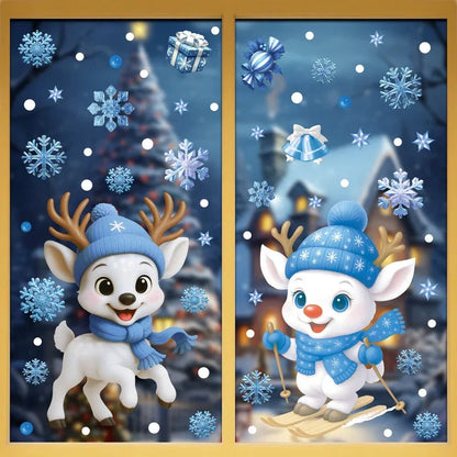 Christmas Window Stickers – Snowman, Santa & Snowflakes – Removable & Reusable for Glass & Mirrors