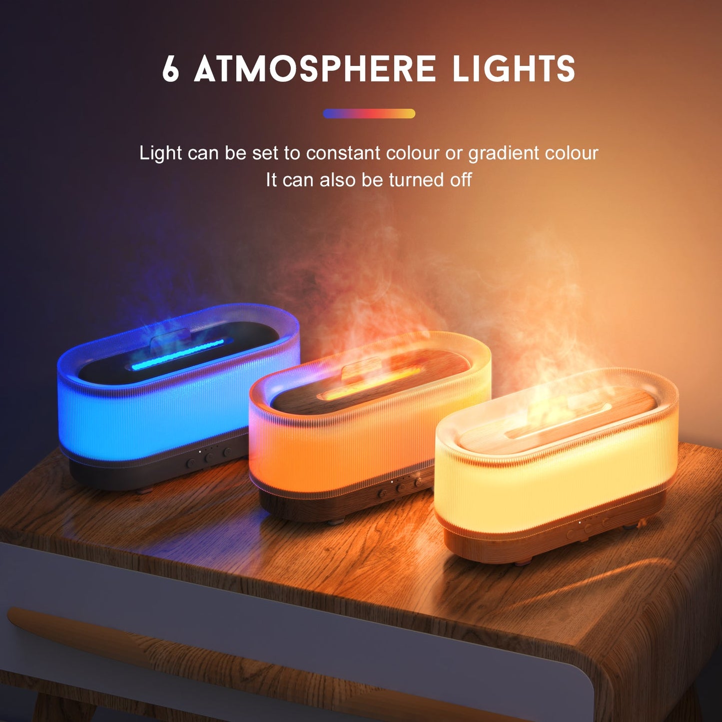 300ml Ultrasonic Essential Oil Diffuser with Flame Effect and LED – 12 Hours Runtime