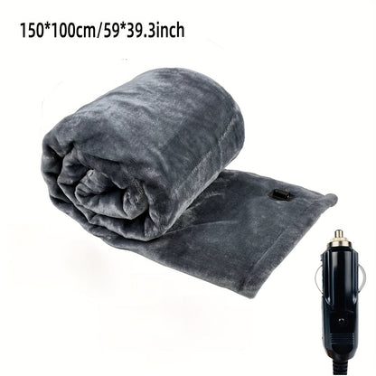 12V Cozy Heated Travel Blanket - Soft Flannel Comfort for Cars & Camping