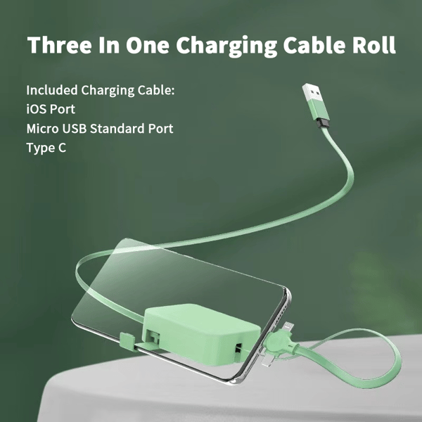 Versatile 3-in-1 Charging Cable | Compact and Tangle-Free