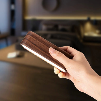 Elegant Wood Magnetic Desk Lamp with 360° Swivel & Rechargeable Power