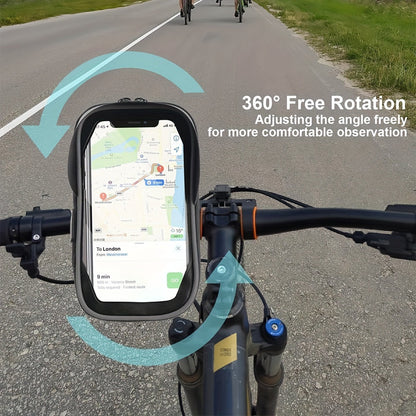 Waterproof Bicycle and Motorcycle Phone Mount – 360° Rotation for 4.5–6.4 inch Devices