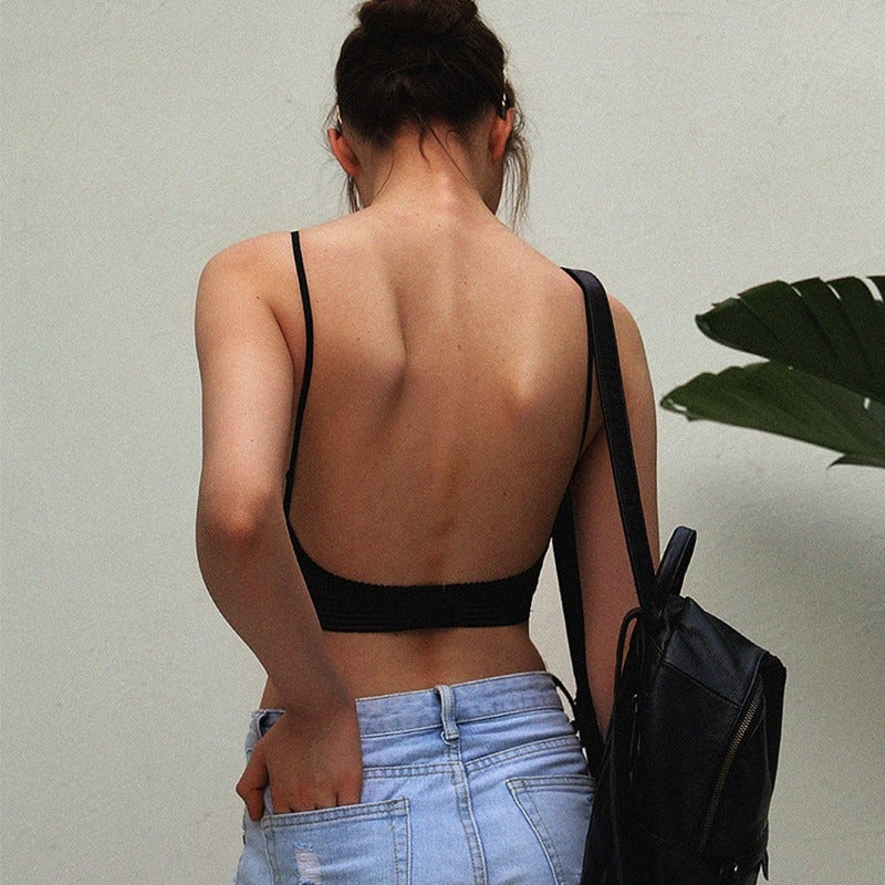 Wireless Lace Bra with Low Back Lift Design