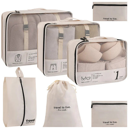 Luggage Organizer Set - 7-Piece Travel Packing Cubes - Waterproof Bags for Suitcases