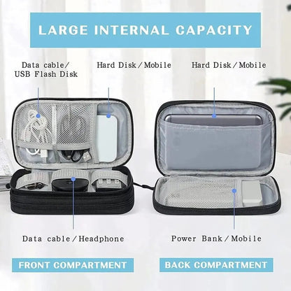 Travel Cable Organizer with Waterproof Storage Bag – Double-Layer Electronics Case
