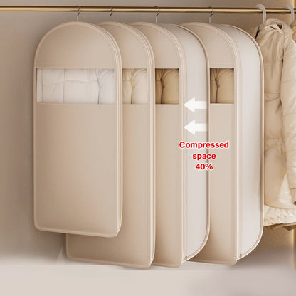 Space-Saving Hanging Storage Bag for Clothes | Compression Zip Design | Dust Protection, Clear | Sizes M–XL