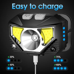 2-Pack Rechargeable Waterproof LED Headlamp with Motion Sensor