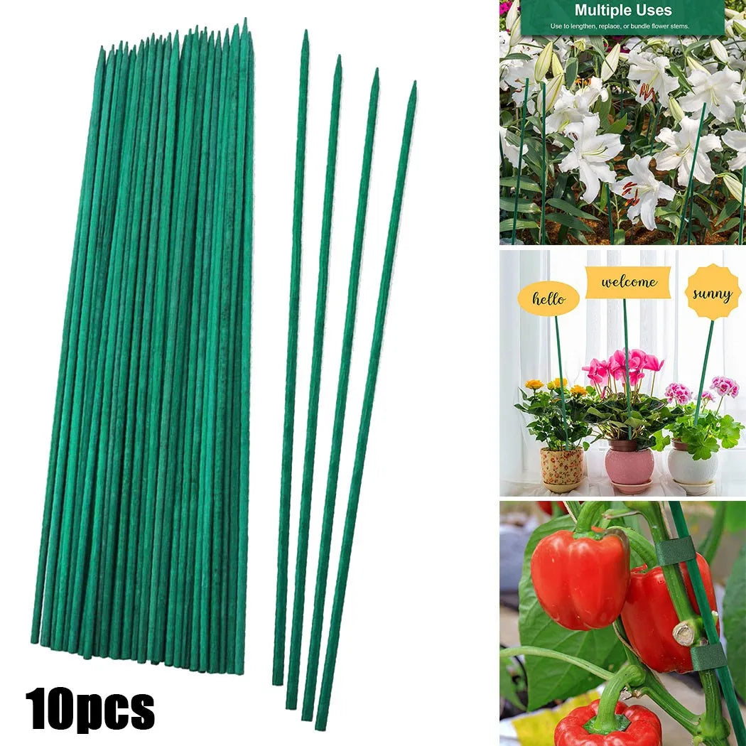 Bamboo Plant Stakes Set of 10 - 40 cm Green Garden Support