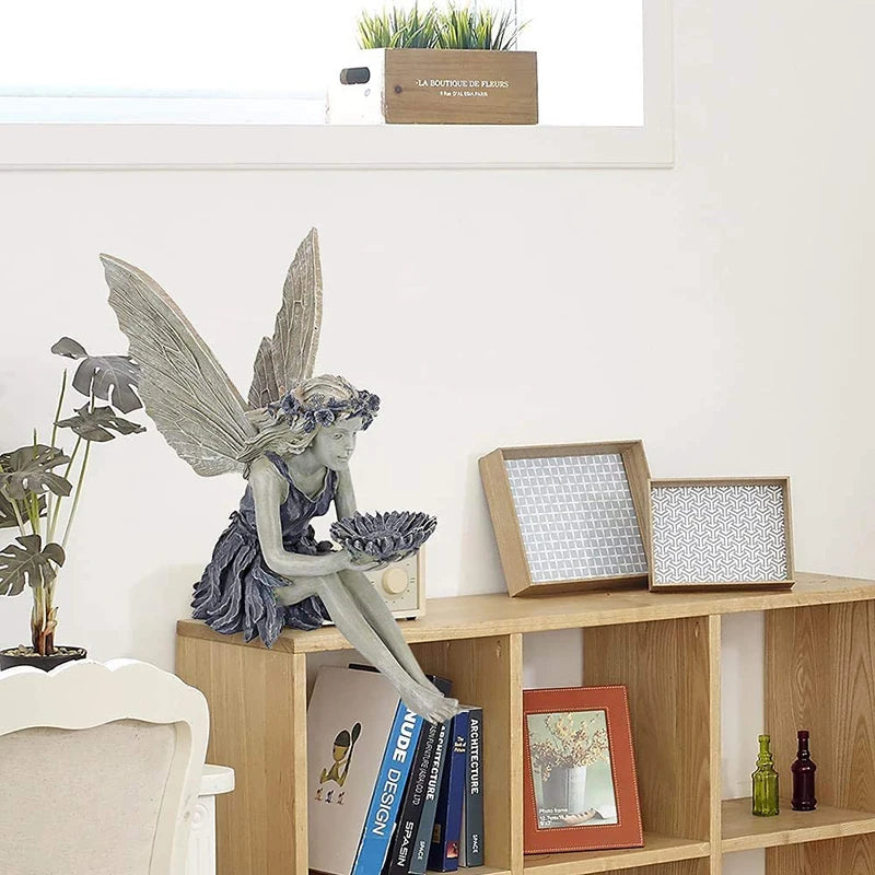 Elf Figurine Statue | Resin Decoration for Garden & Home | Angel Girl Ornament for Table and Garden