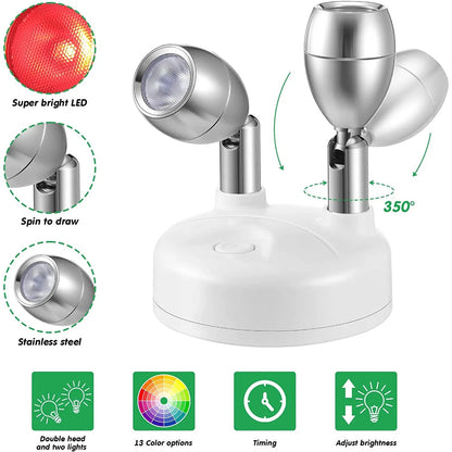 Wireless LED Spotlight Set of 2 with Remote Control – RGB Color Change & Timer, Adjustable for Photos, Cabinets & Walls
