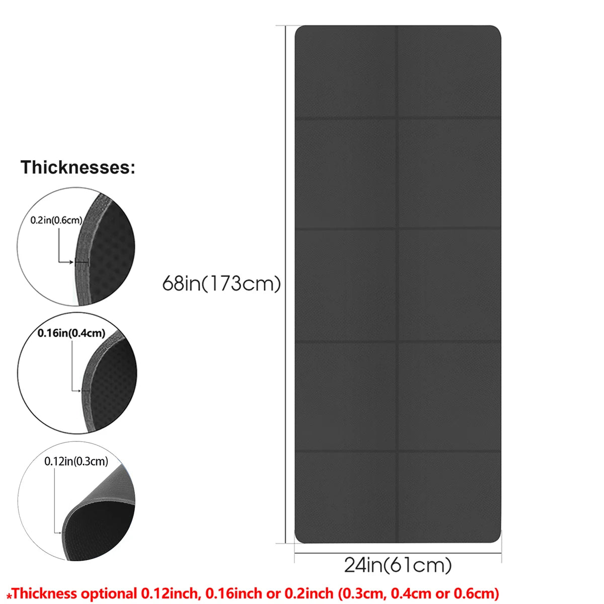 Foldable Yoga Mat | EVA Material | 3–6 mm Thickness | Lightweight & Non-Slip | 173x60 cm