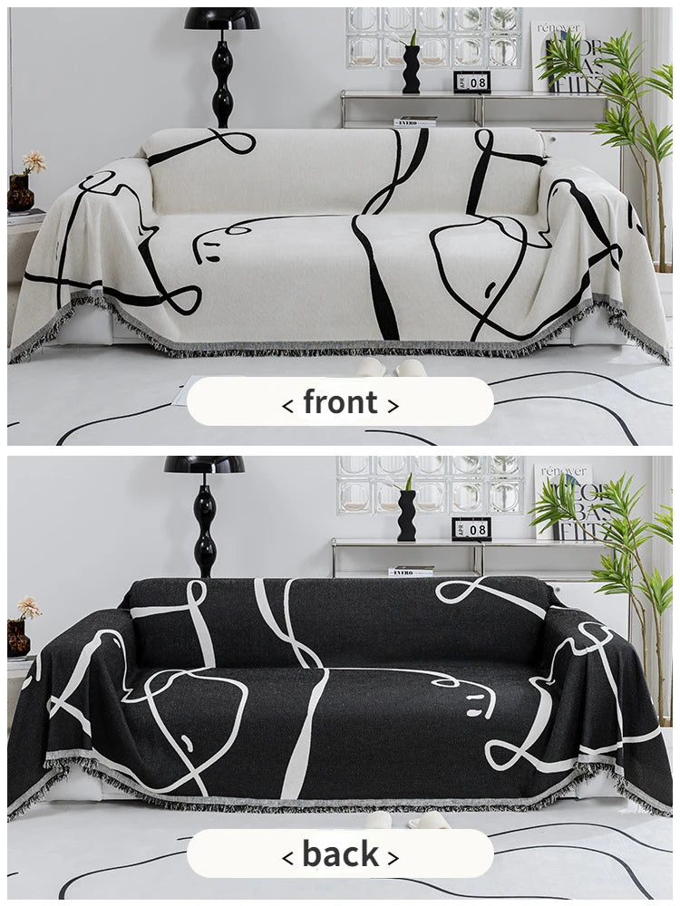 Chenille Sofa Cover Set in Black – Dust Resistant, Soft, and Versatile